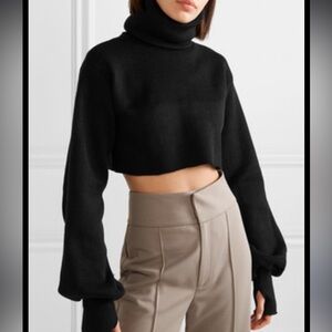 Orseund Iris Black Cropped Turtleneck Sweater